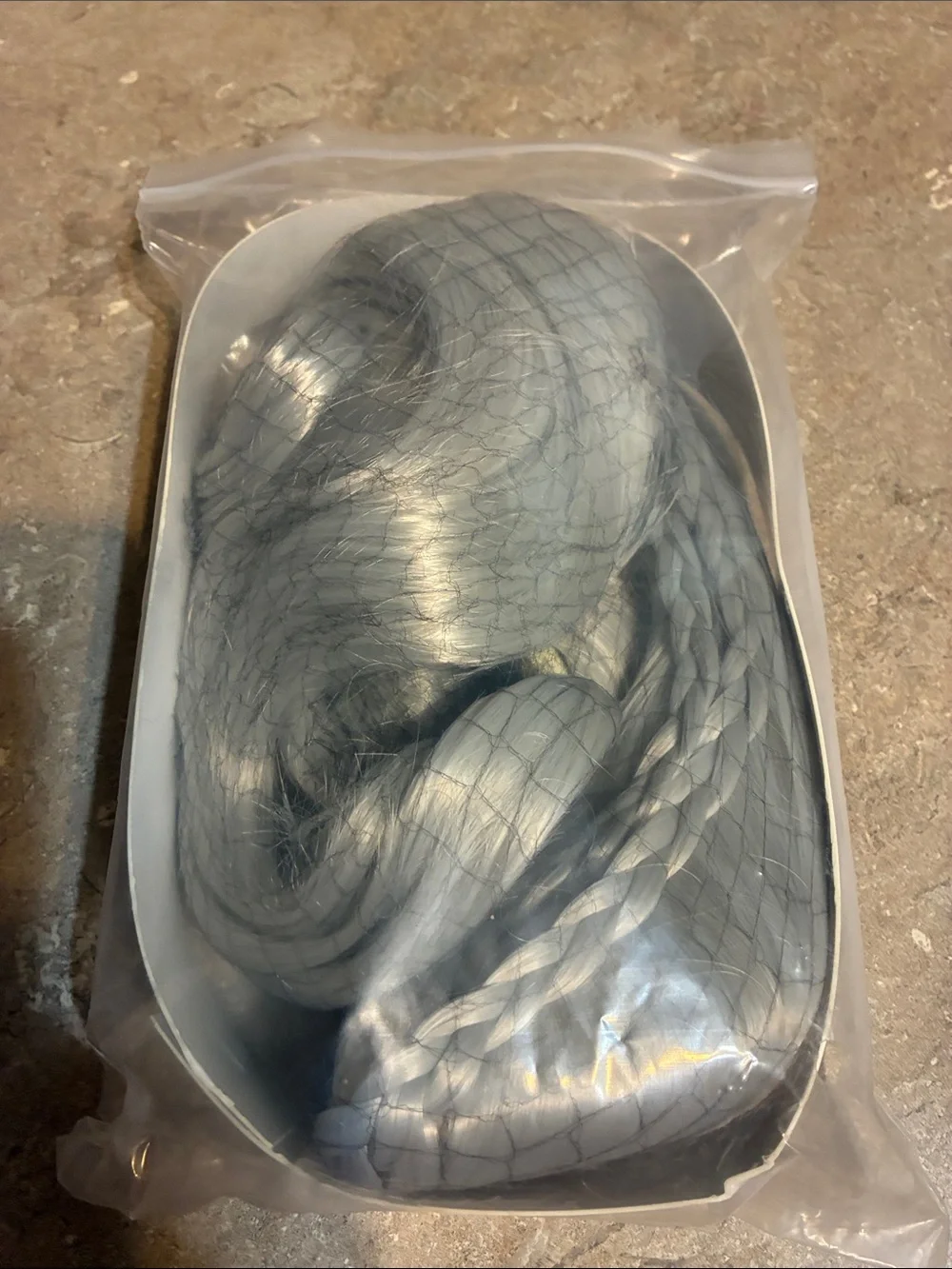 Source Unknown Silver Gray Wavy Synthetic Hairpiece